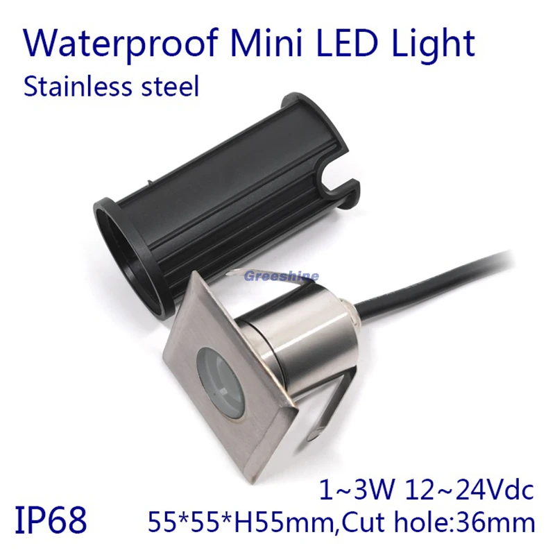 Stainless Steel Ip67 L55 Square 3w 12v 24v Led Ground Spot Light Deck