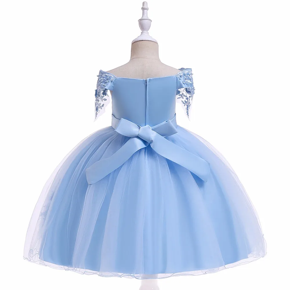 Платье принцессы для девочки голубое пышное