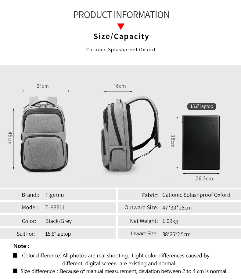 2018 new arrival TIGERNU well-designed fashionable large capacity USB charging laptop backpack Anti-theft lock backpack