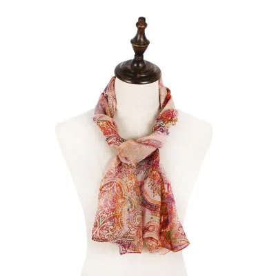 Fashion Print Natural Silk Scarf Chiffon muffler Lady Shawl Wrap