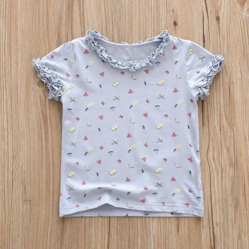 Little Girl Round Neck T-shirts Summer 2018 Pure Color Cotton Short ...