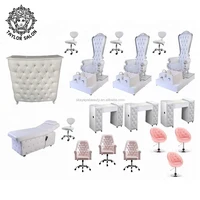 

pink colored nails salon furniture package manicure table pedicure spa chair for sale