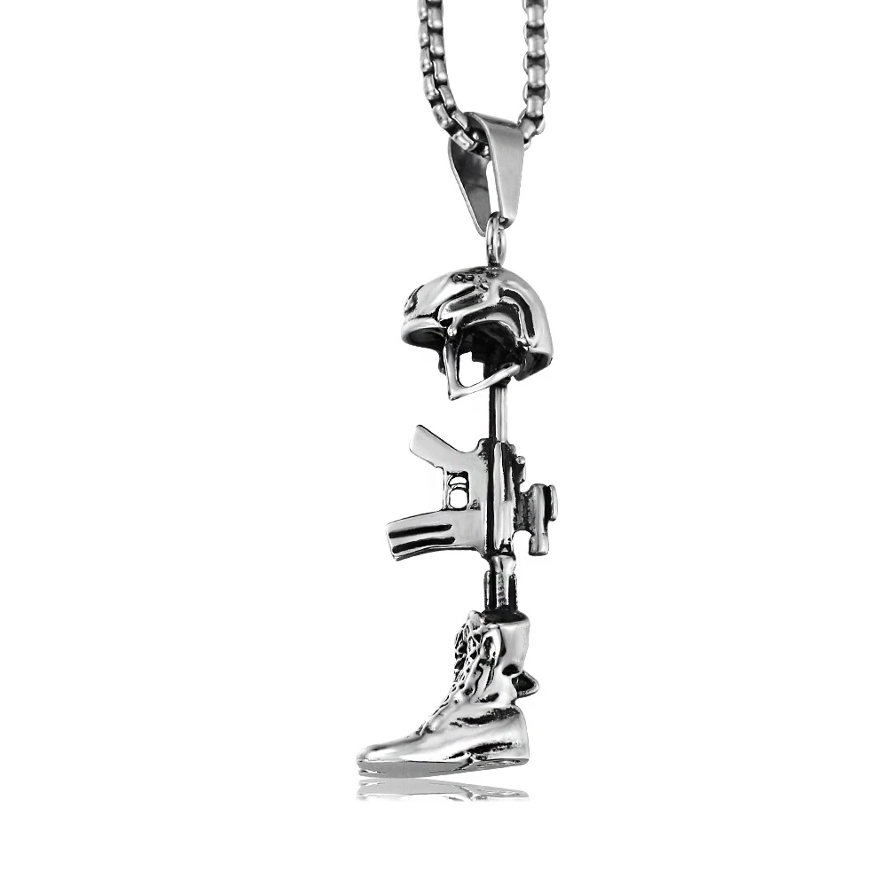 

Fashion jewelry titanium steel military necklace for men