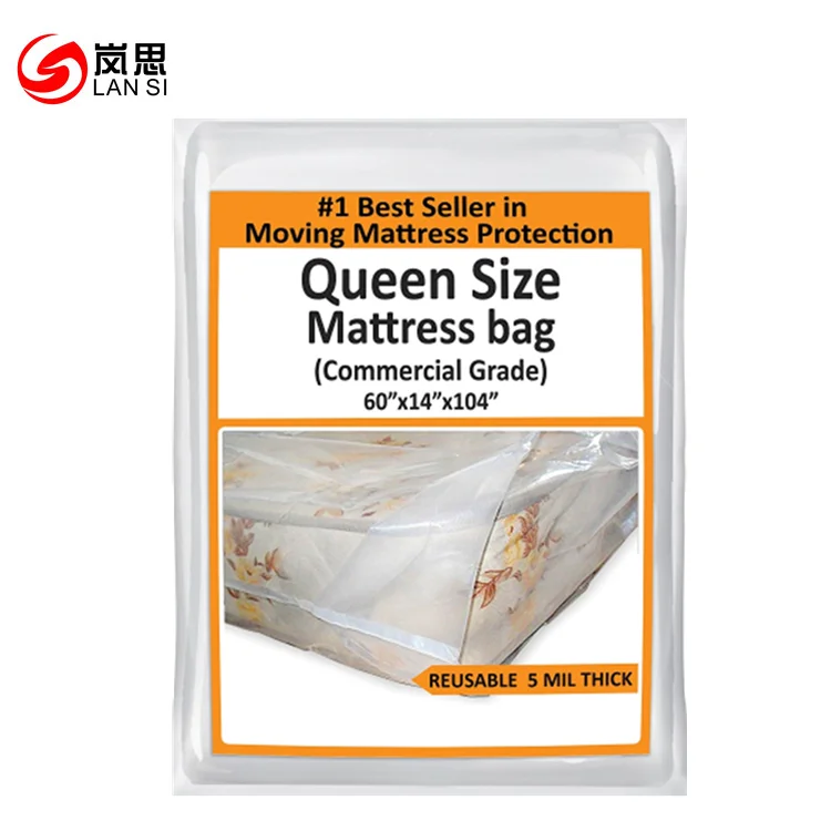 Extra Thick Mattress Storage Bag For Moving And Storing / Clear 4 Mil