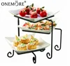 3-Tier Serving set with ceramic platter