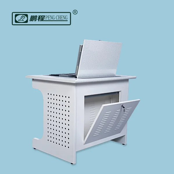 
Hide Away Metal Safety Box LCD Monitor Rolled Flip Up Computer Desk Furniture 