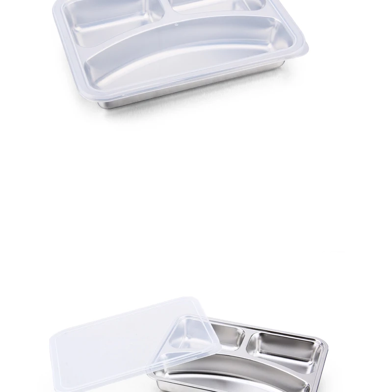 3 Compartment Rectangular Stainless Steel Food Divider Plate Sectional