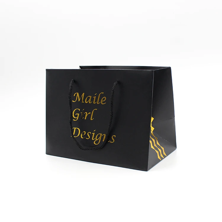 Custom Logo Printed Black Paper Bags No Minimum - Buy Custom Printed ...