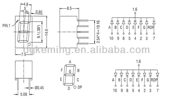 Digital display device of digital led display unit 0.36 inch 1 digit 7 segment led digital number display
