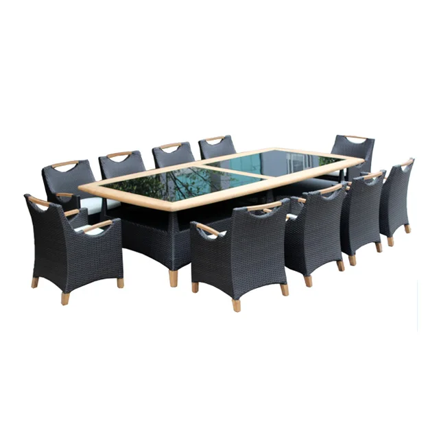 2018 Good Quality Outdoor Furniture Rattan Coffee Table And Chair Set With Teak Wood Garden Tables Chairs