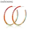 Women 925 Sterling Silver Rainbow Hoop Earrings Multi CZ Earrings Hoop