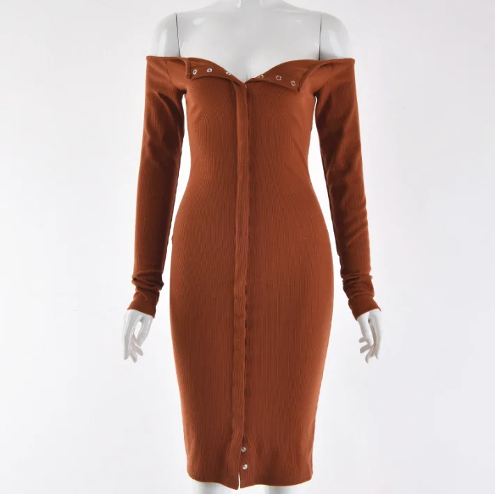 

AT4818 2019 women's new fashion slim strapless neckline dresses