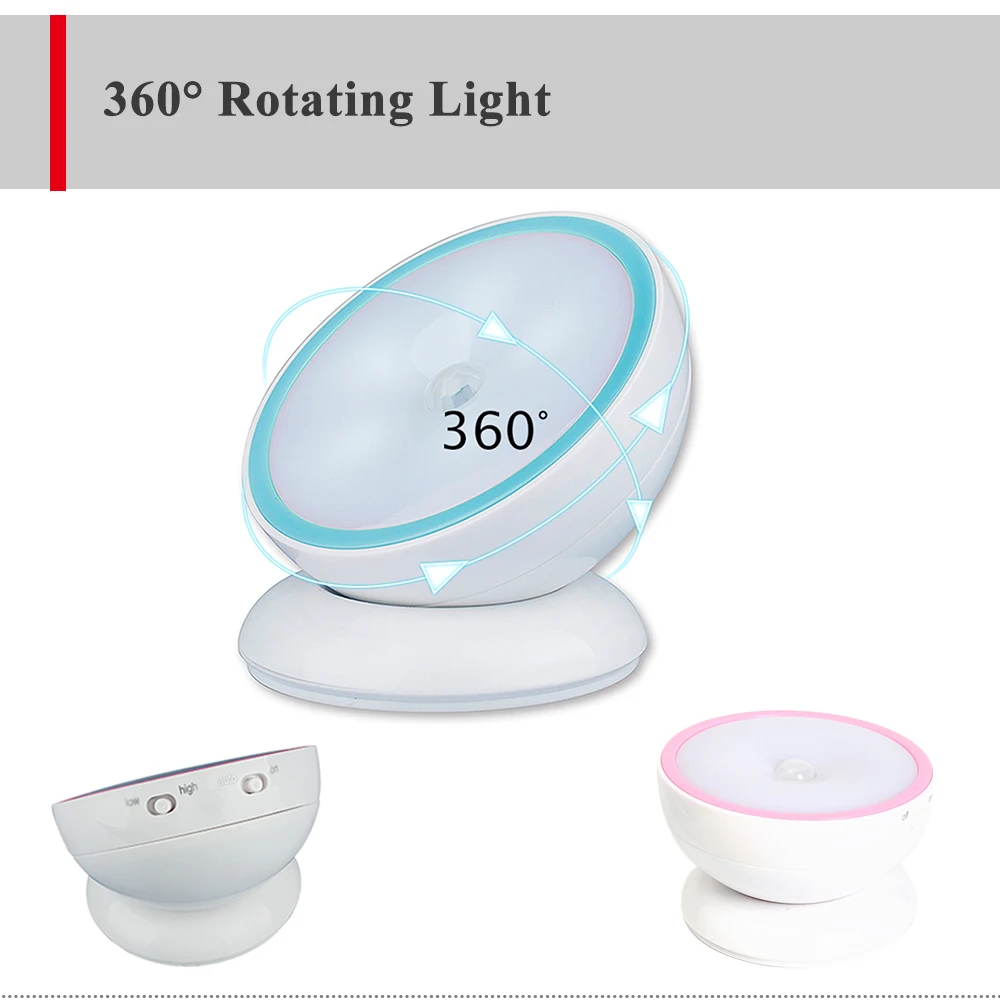 Mini auto PIR led motion sensor night lights for outdoor indoor cabinet closet corridor bedroom details