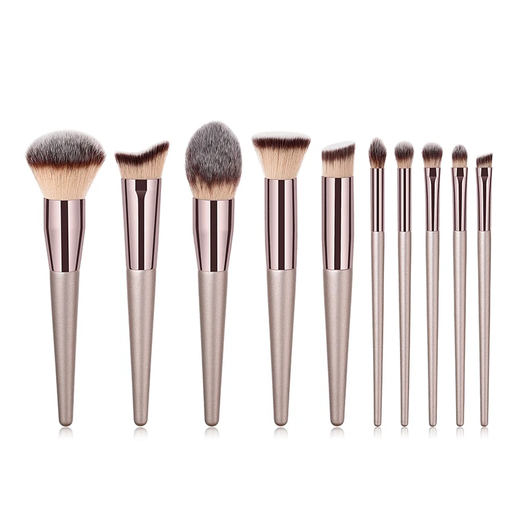 Amazon Hot Sell 2019 High End Customs Cosmetics 10pcs Makeup Brushes Set Private Label Professional