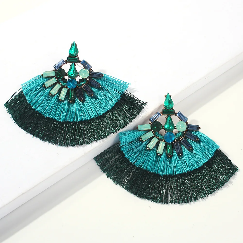 

SHE6264 Handmade Cotton Drop Earrings Tassel funky earrings for women china jewelry wholesale