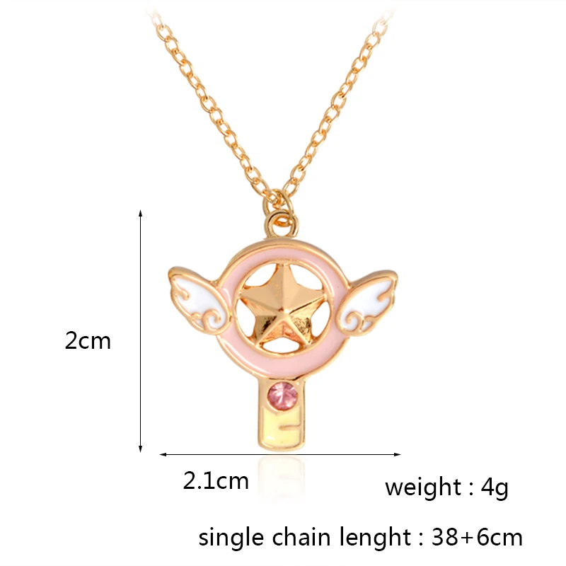 qihe anime jewelry cute pink cardcaptor sakura star stick card wand bird  rabbit pendant necklace  buy cardcaptor sakura necklaceanime  necklacecute