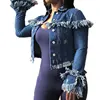 90623-MX94 ripped long sleeve ruffles denim jackets women