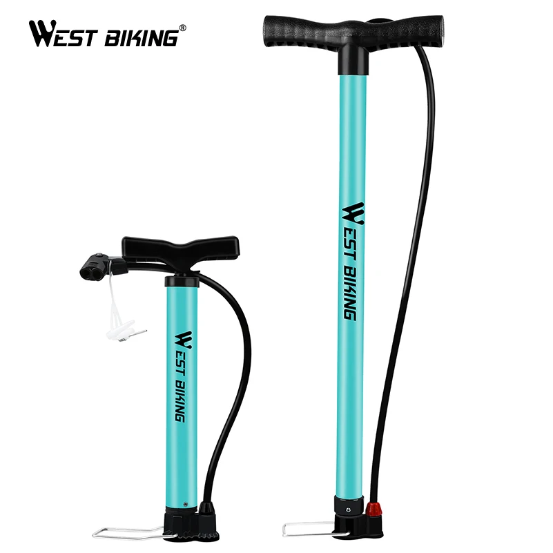 

WEST BIKING 120/160 PSI Bike Air Pump Steel Body Portable Cycling Hand Pump MTB Road Bike Motorcycle Bicycle Tire Floor Pump, Lake blue