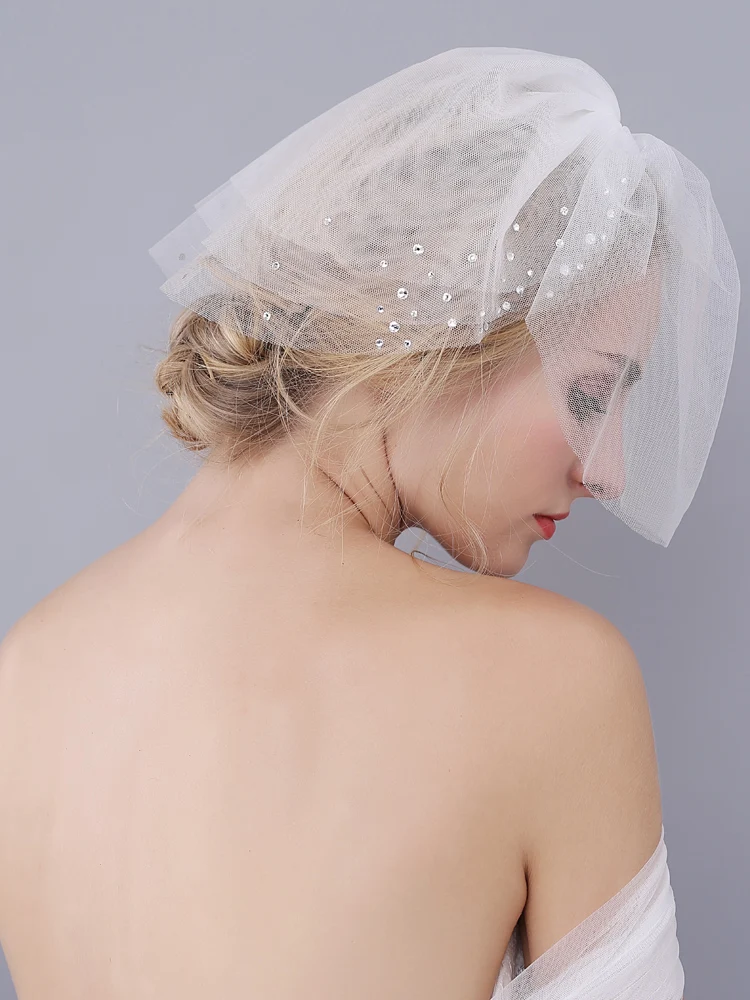 Xinmeiji O924 Simple Short Length Blusher Bridal Veil Elegant Multi