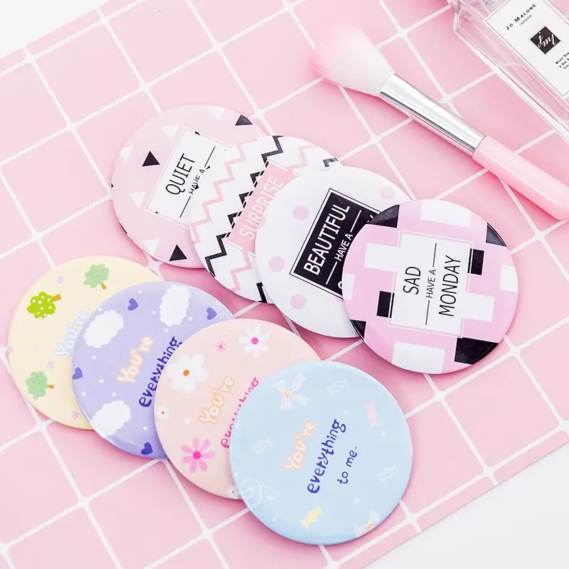 
Custom Print Logo Cute Acrylic Pocket Round Mini Make Up Hand Mirror For Makeup Small Vanity Mirror 