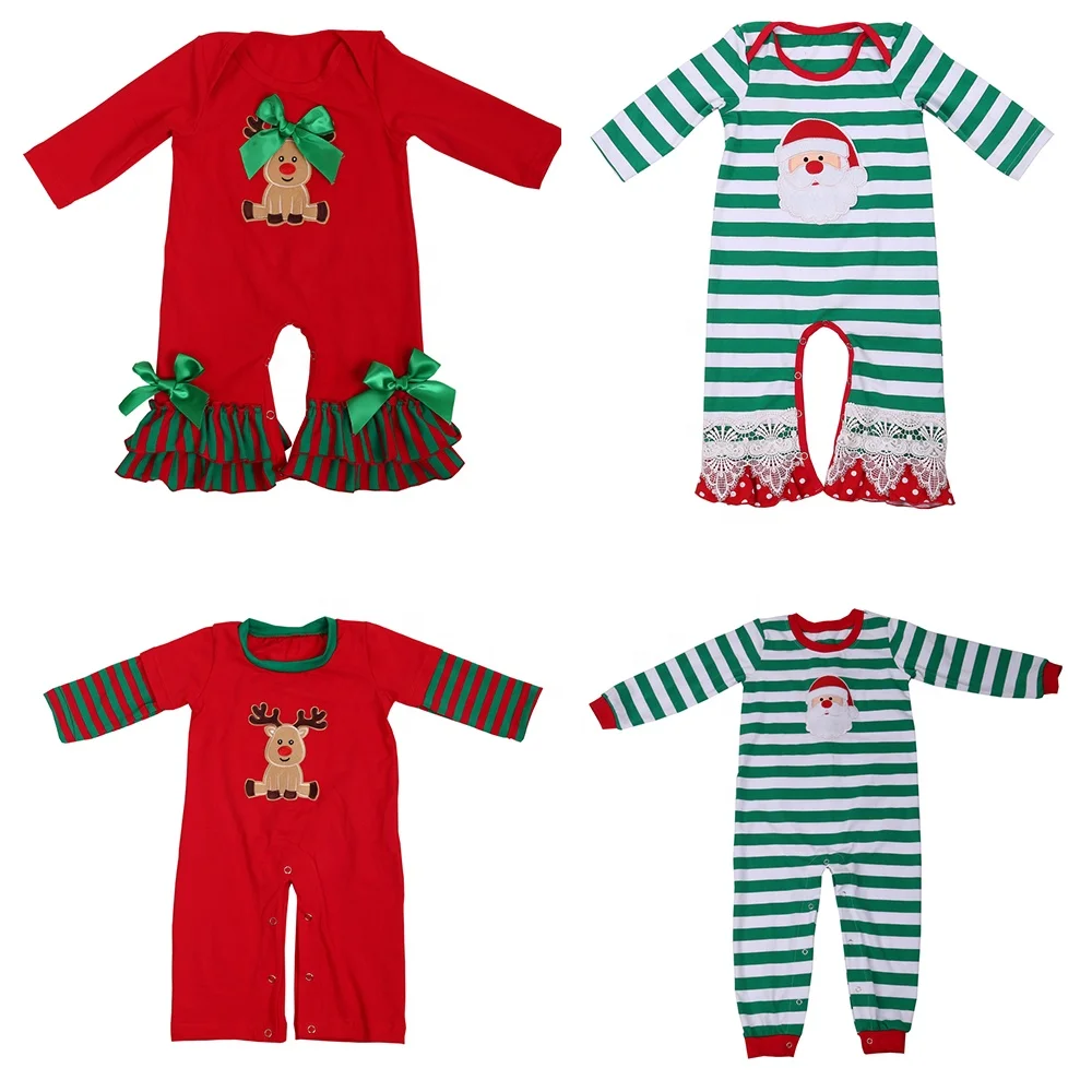 

2019 new design 0-5t baby girl boy christmas ruffle romper knit 100% cotton seersucker cute little boy jon jon, All colors on the color chart are available