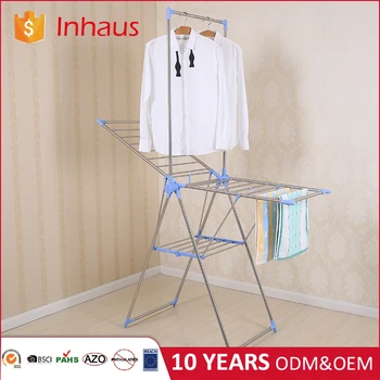 Wing Shape Stainless Steel Laundry Drier Folding Portable Hanging Wing Shape Stainless Steel Laundry Drier Folding Portable Hanging Bathroom Detachable Clothes Rack For