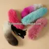 Beautiful Gradient Color Fox Fur Tail With Leather Tassels