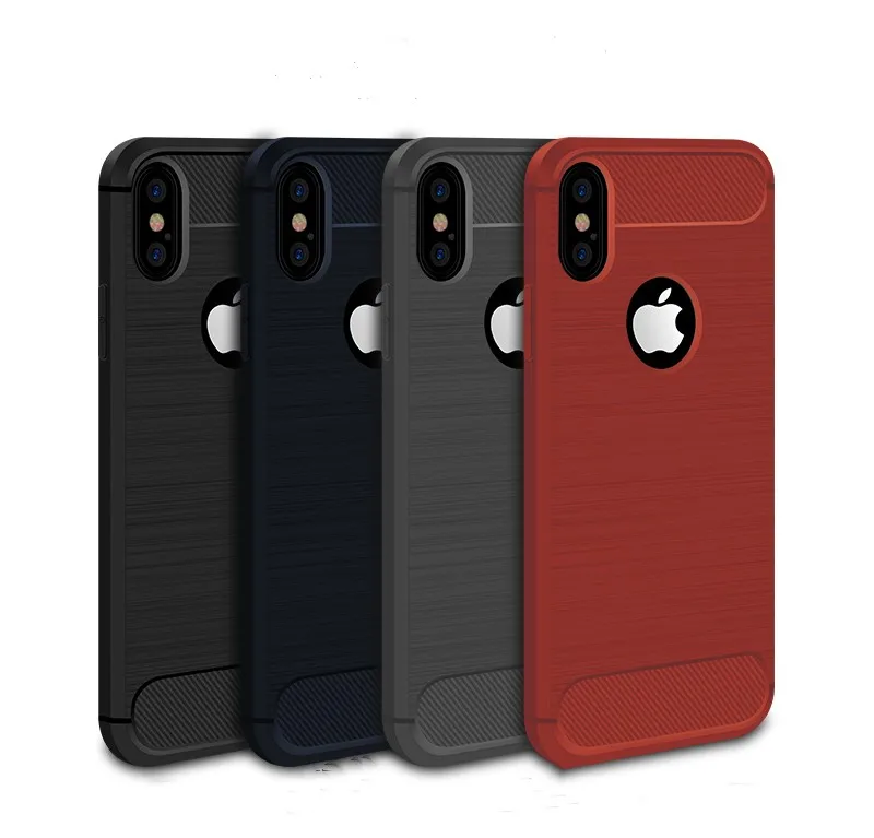 

Amazon Top selling Carbon fiber brushed soft tpu back cover anti shock case For Iphone XS max, N/a