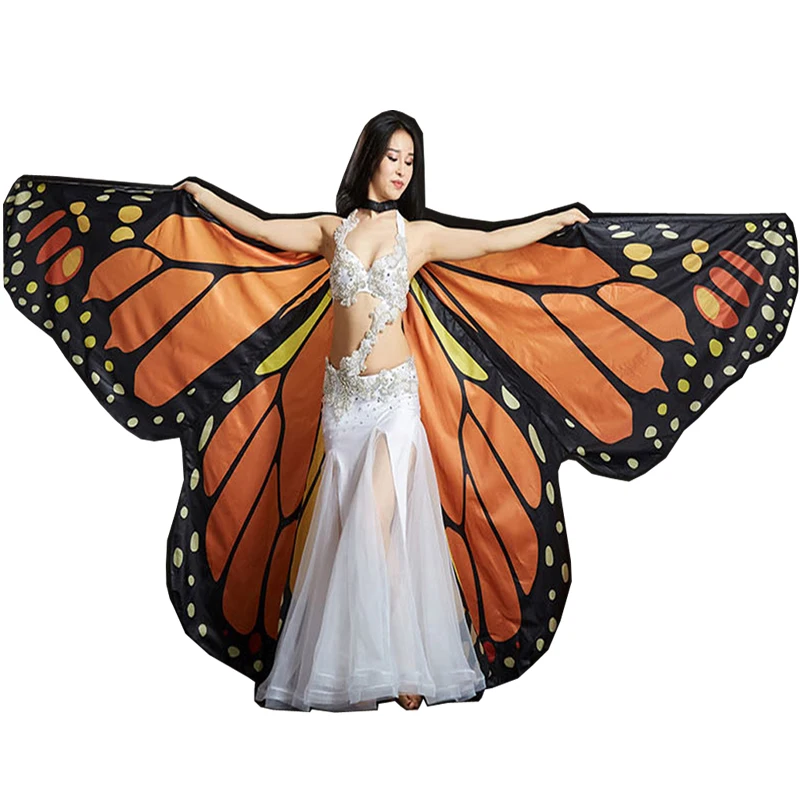 

BestDance Lady Butterfly Belly Dance Costume Isis Wings Egyptian Dance Wear Props Wings+sticks+Bag