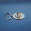 plating glossy silver engraved soft enamel custom logo DUB oval shape metal promotional souvenir keychain key holder
