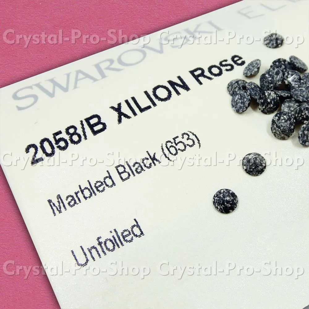 

Swarovski Elements Fashionable Jewelry Marbled Black (653) ss20 Flat Back Crystal Stone, N/a