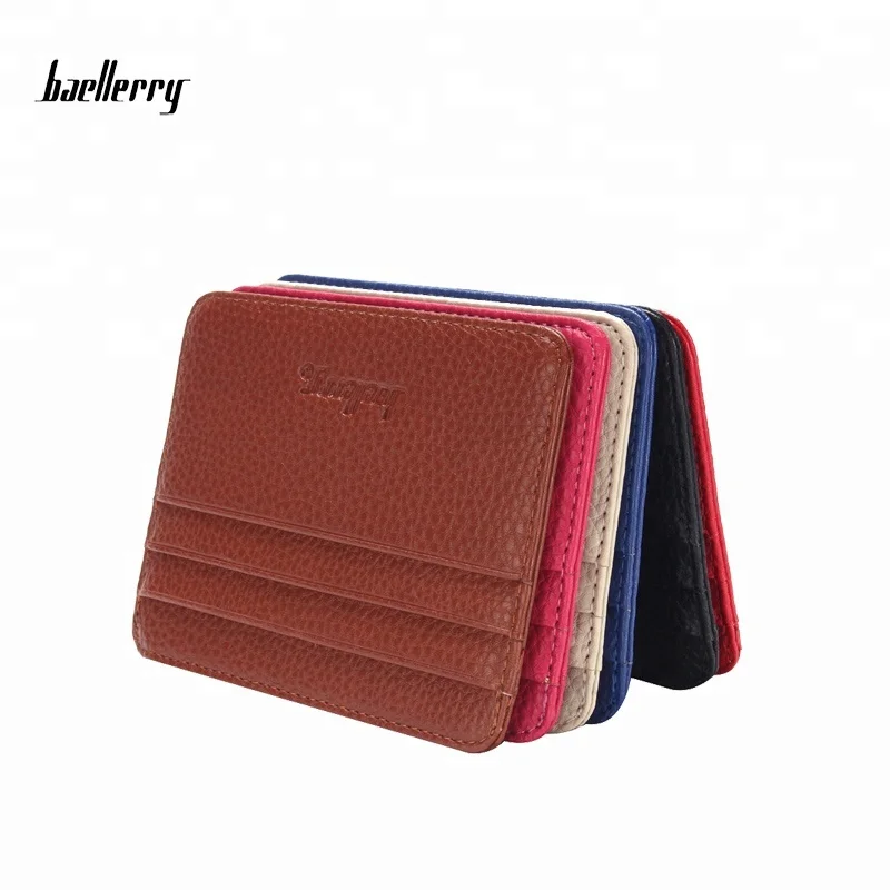 

Baellerry High Quality Leather Leather Material Card Holder Super Thin Wallet, Black,coffee,red,blue,beige,rose red,light coffee