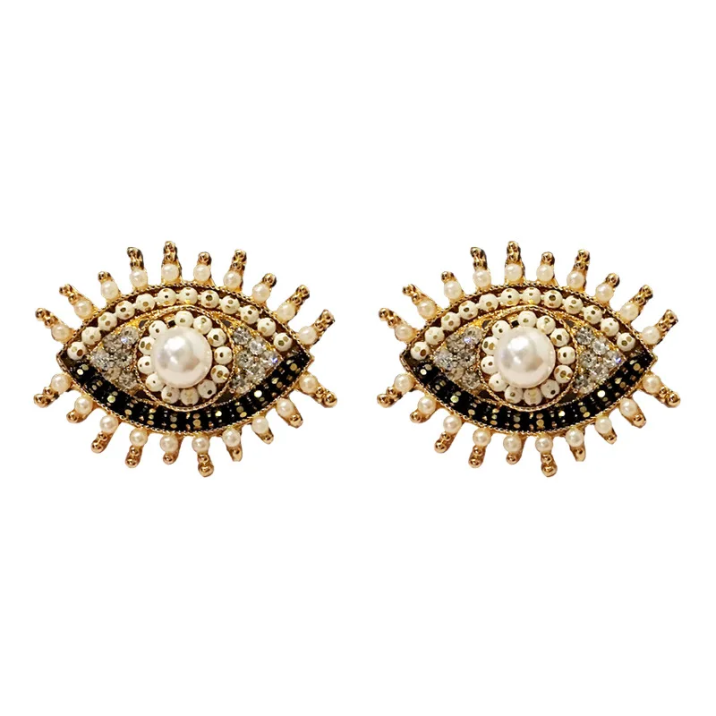 

Amazon simple inlaid ladies pearl beaded eye earrings stud