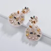 European and American fashion jewelry geometry multicolor crystal eardrop resin Acetate Drop earrings for women