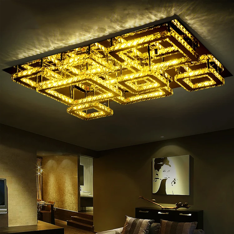New Modern Popular Rectangle crystal Ceiling Light for home decoration