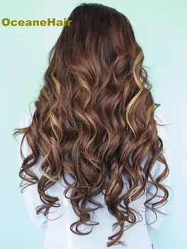 Indian Remy Hair Balayage Hair Brown Hair With Blonde Highlight