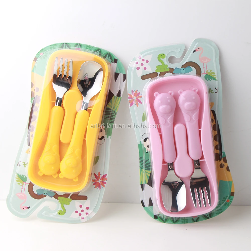 Bc5072 2 Piece Toddler Utensils Children Plastic Handle Cutlery Set