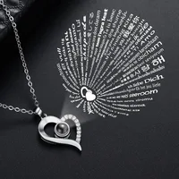 

Heart Shape Letter Necklace Women Wedding Jewelry 100 languages I love you Projection Pendants Couple Necklaces Collier Femme