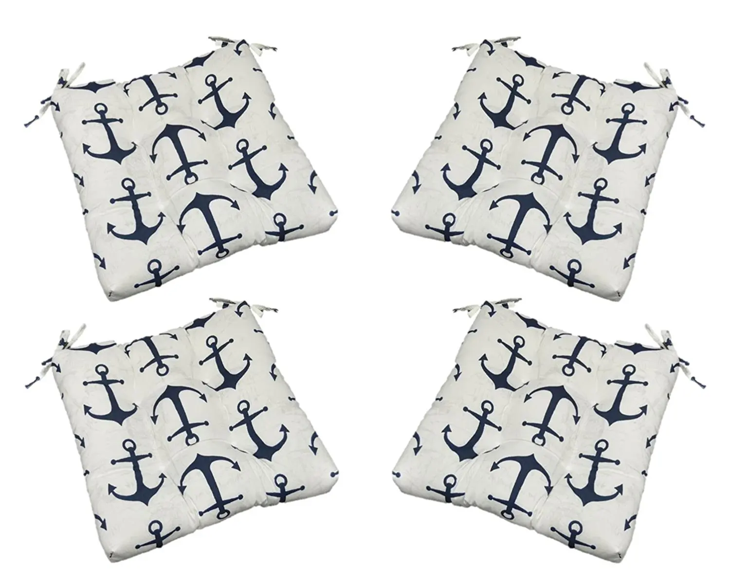 Buy Set Of 4 Indoor Outdoor Nautical Navy Blue Anchor Print Universal Tufted Seat Cushions With Ties For Dining Patio Chairs Choose Size 16 X 16 In Cheap Price On Alibaba Com