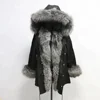 New Arrival Women/Men Winter Medium Length Genuine Silver Fox Fur Parkas