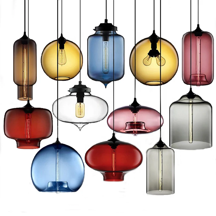 Bunte Glas Anhänger Licht E27 E26 Westlichen Stil Hängen Lampe 110v
