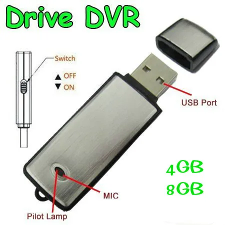 

Hot Sale 8GB 2 In 1 USB Voice Recorder Flash Memory Stick Drive 8hours standby Voice Recorder Spy, Black