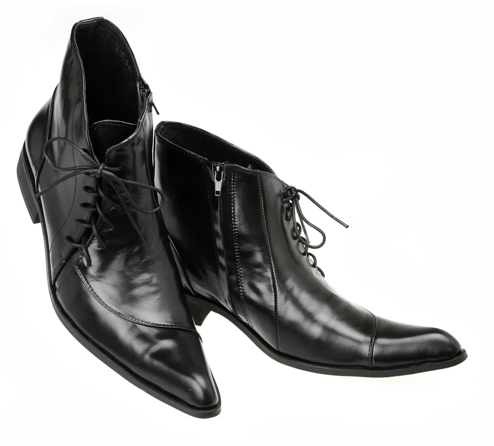 

NA020 Men Boots Chelsea Handmade Genuine Leather High Top Classic Pointed Toe Spring Autumn Slip On Dress Boots, As the picture