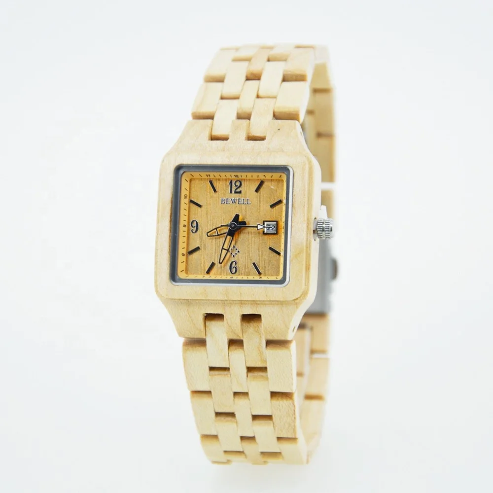 

Bewell elegant and modern square wood watch