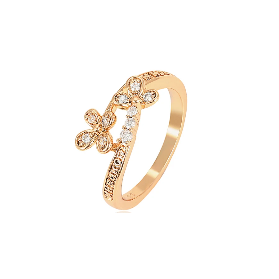 

15909 xuping jewelry 18K gold plated clover and clover shaped combination design ring for women
