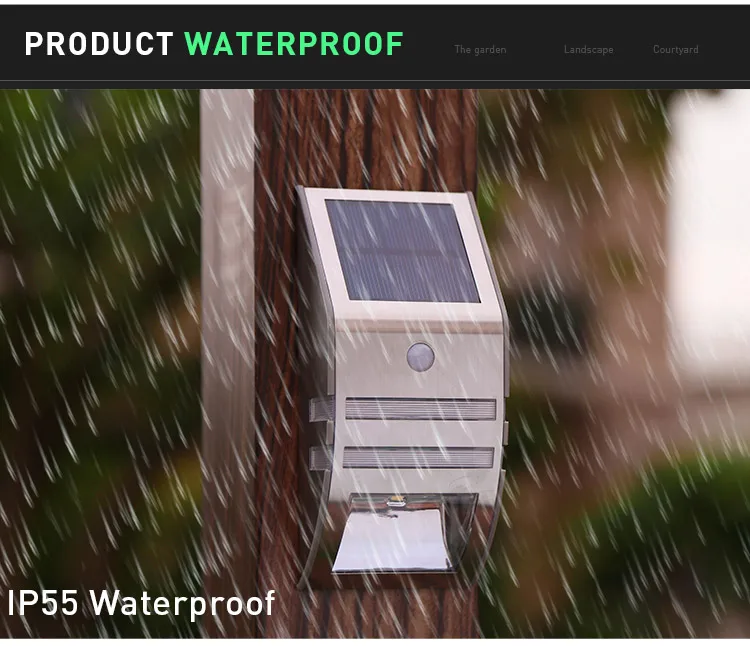 Outdoor Waterproof Stainless Steel Led Solar Security Light With Motion Sensor