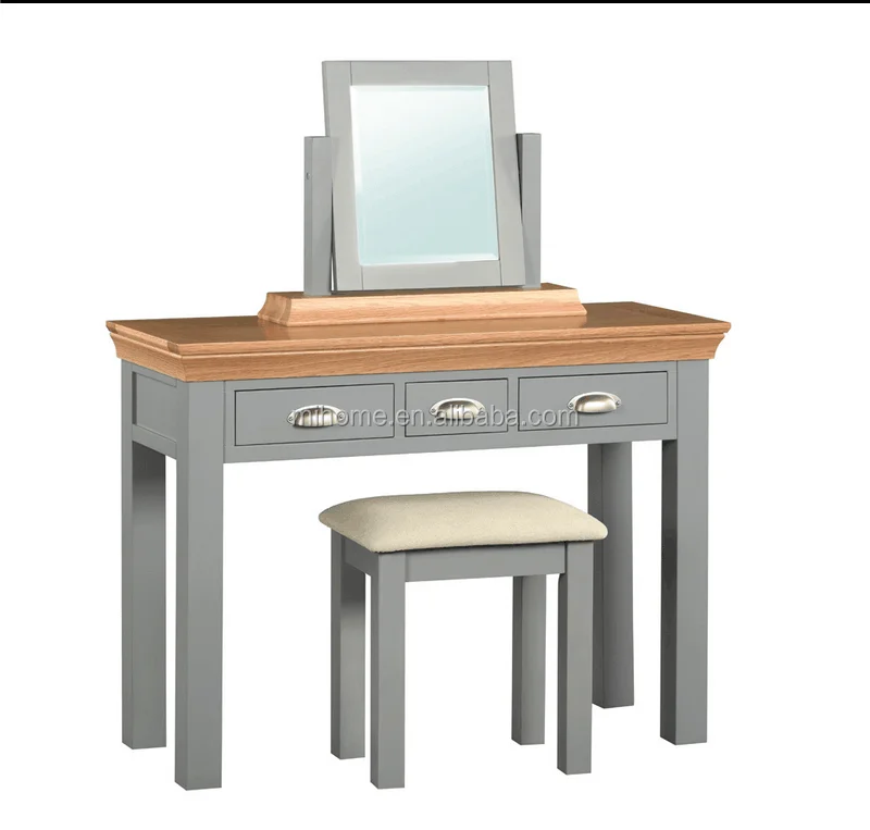 Wooden Painted Dressing Table With Mirror / Wooden Bedroom Furniture