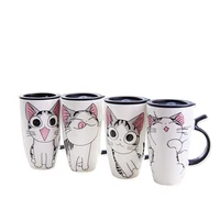 

Cute Cat Style Ceramic Mugs with Lid & Spoon Cartoon Creative Moring Mug Milk Coffee Tea Unique Porcelain Mugs 600ml