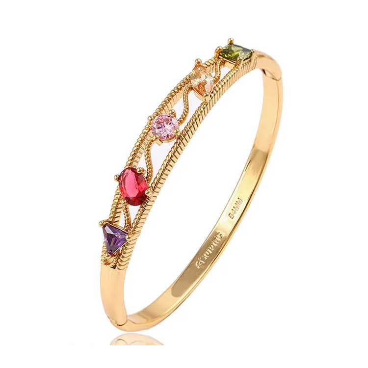51492 Xuping Jewelry gemstone bangle bracelet women, Fashion 18K Gold Plated bracelets bangle