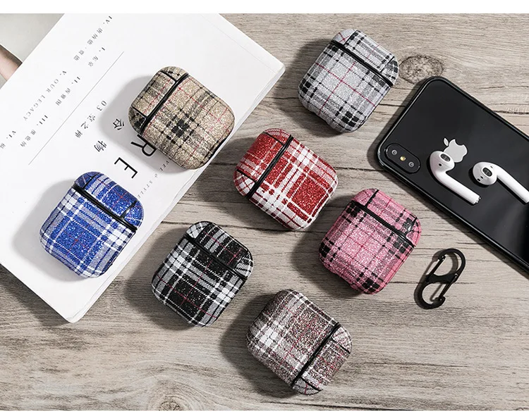 Air pod striated leather case,  new style high quality PU leather strip charging case for Air pod